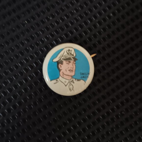 Rare Vintage Smilin' Jack Pep Pinback Button Pin Kellogg's Cereal Tin Lithograph - Picture 1 of 4
